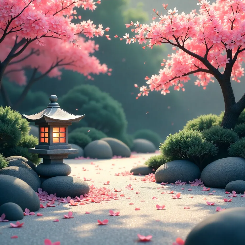 Zen Garden Arrangement featuring minimalist design with cherry blossoms